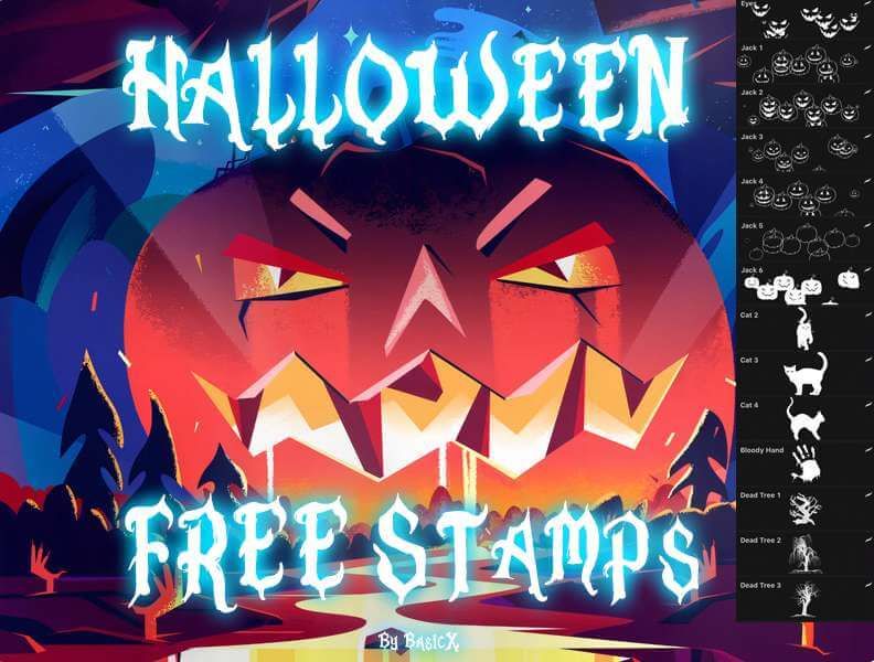 free halloween stamps procreate