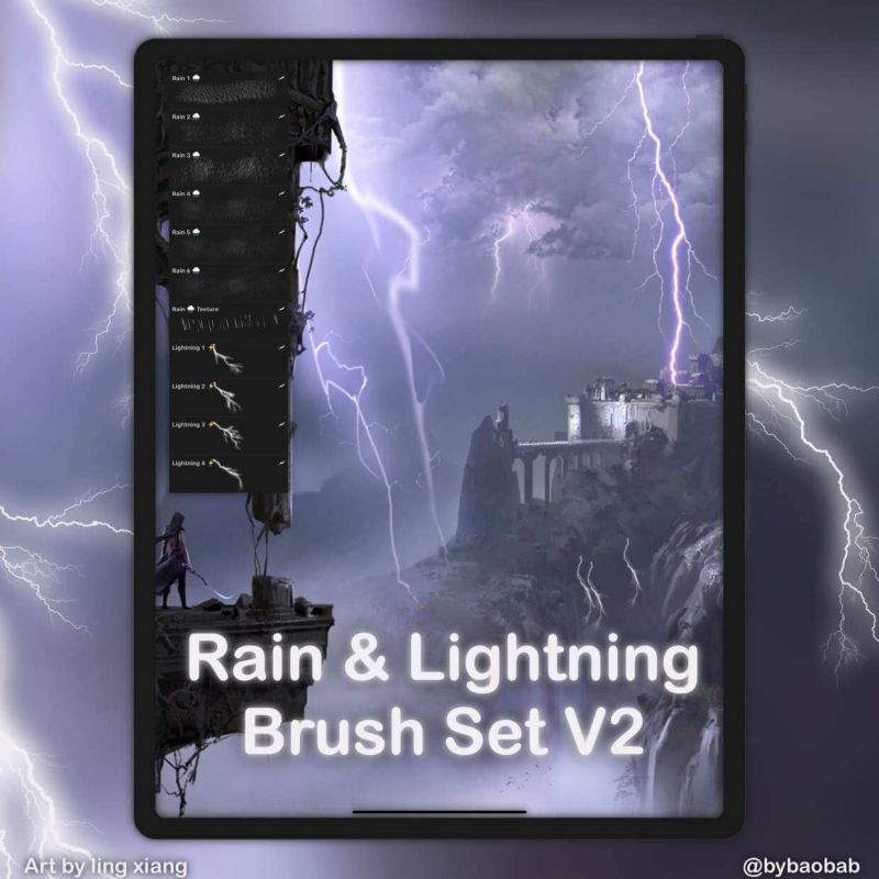 FREE Rain & Lightning Brush Set - Free Brushes for Procreate