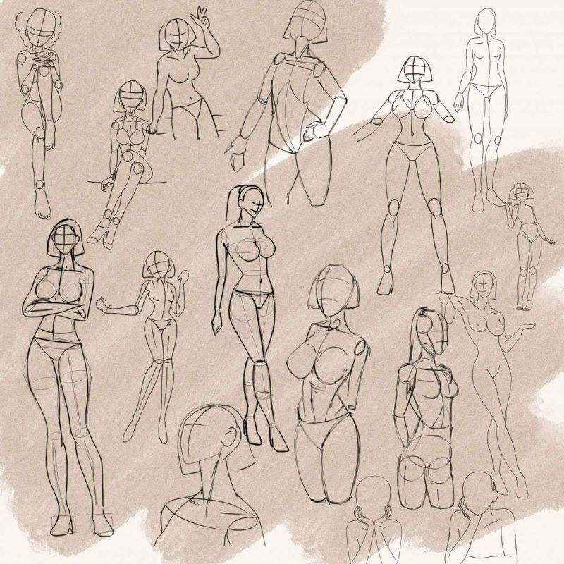 Ready Female Body References for Anime - Free Brushes for Procreate