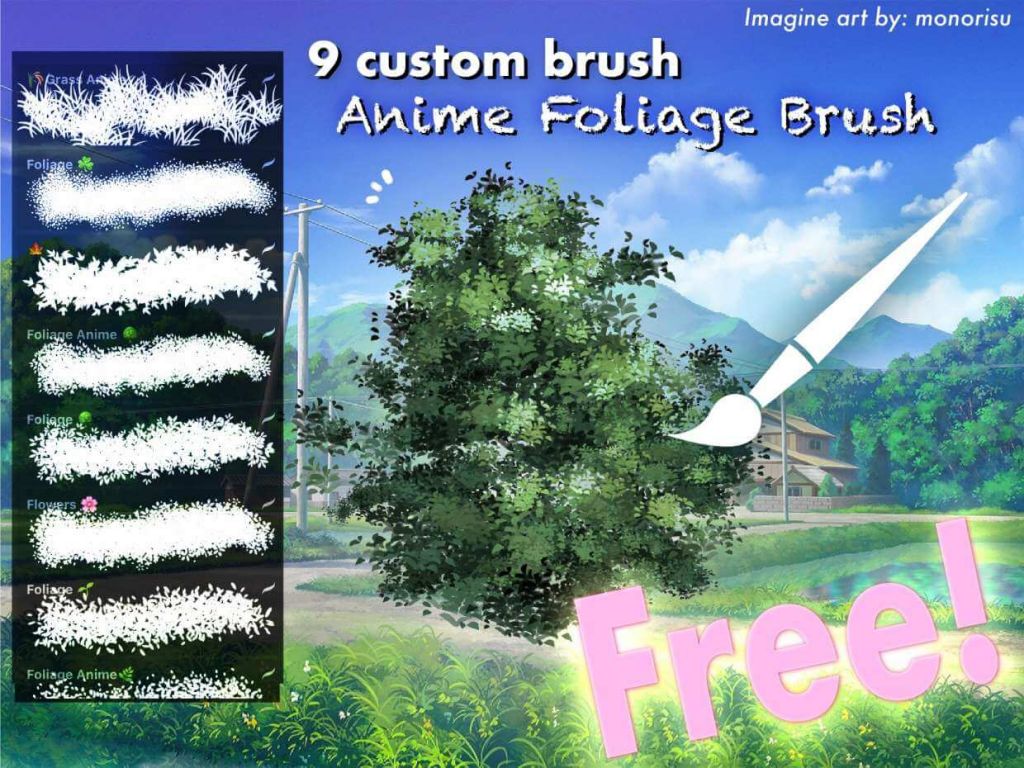 paint tool sai foliage brush anime setting