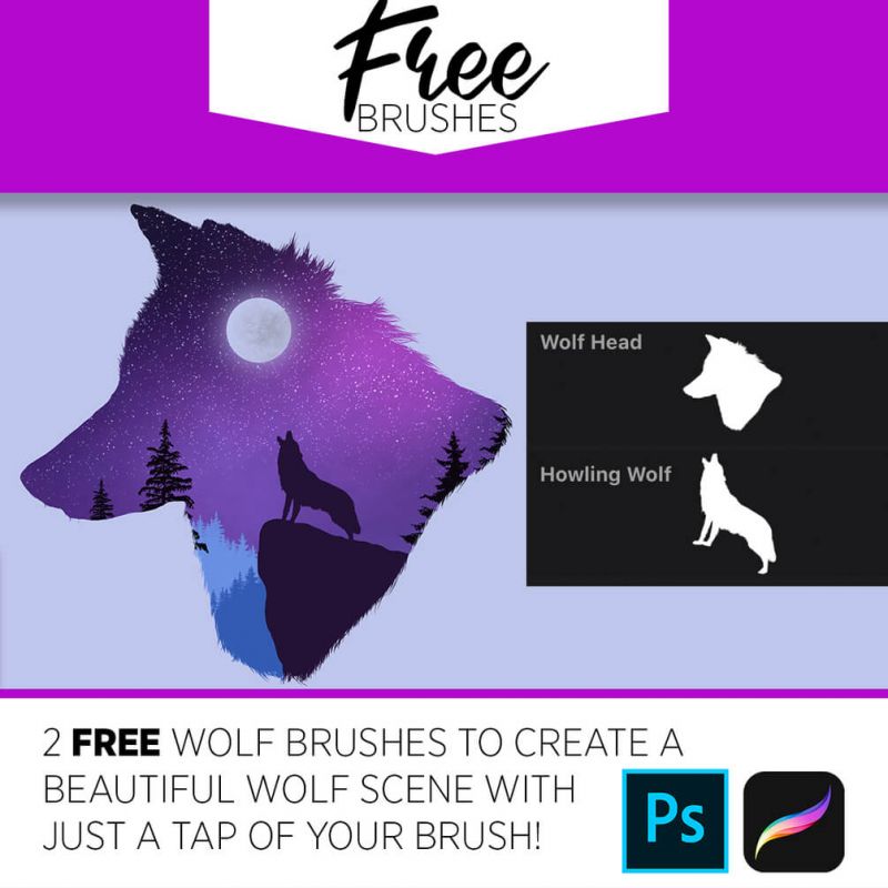 free procreate wolf brushes