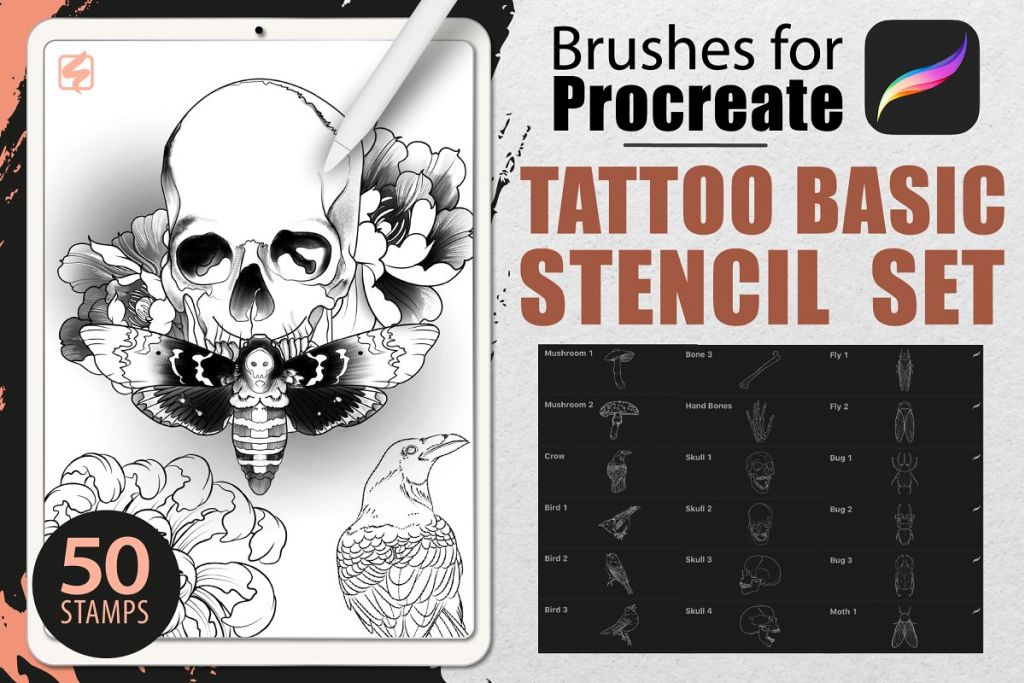 free procreate tattoo brush sets