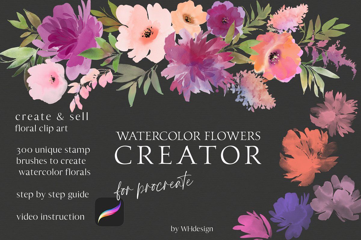 watercolor flower brushes procreate free