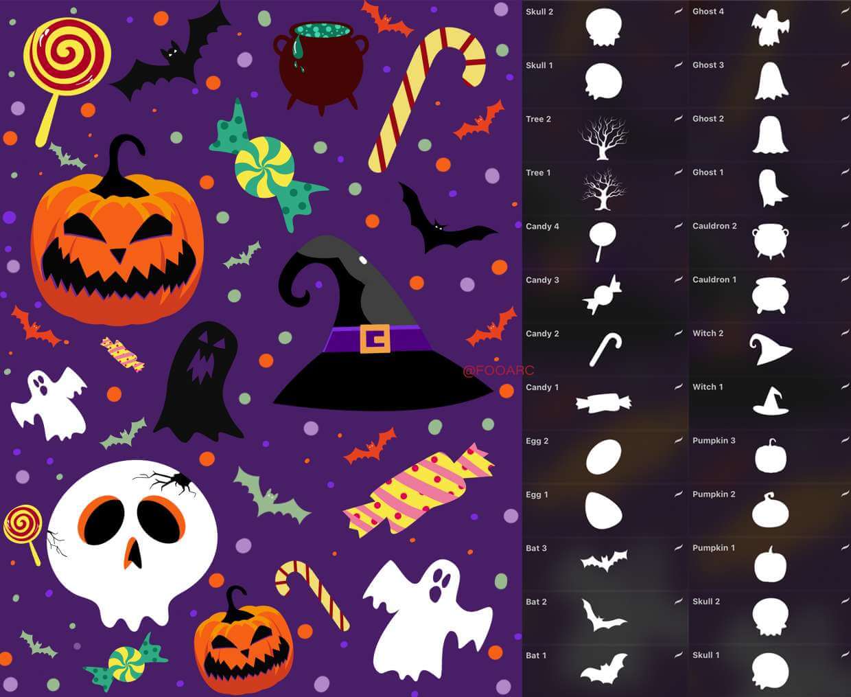 Seamless Pattern Halloween Procreate Repeat Pattern Skeleton Pattern Procreate Brushes Halloween Bone seamless  Procreate Brush Bundle