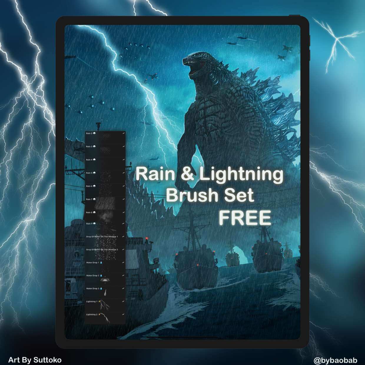 FREE Rain & Lightning Brush Set! - Free Brushes for Procreate