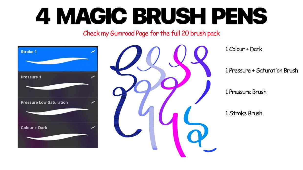 FREE Magic Brush Pens-4 Brushes - Free Brushes for Procreate
