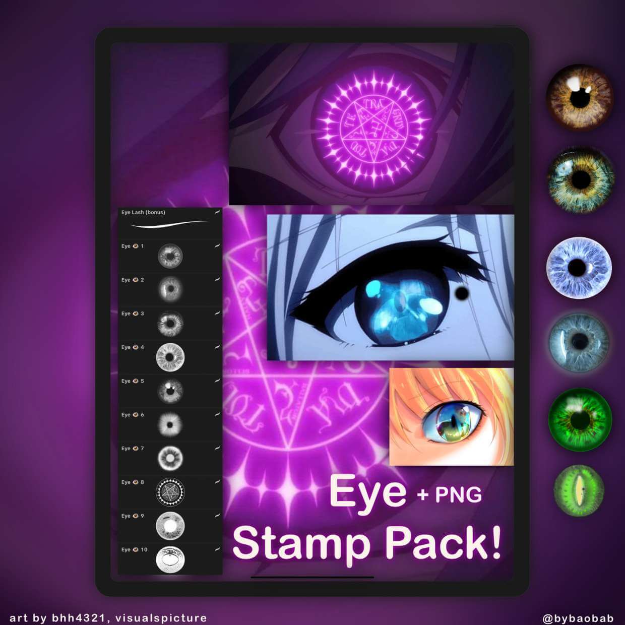 Procreate Anime Eye Stamp Brush for Eyes Reference Brush 