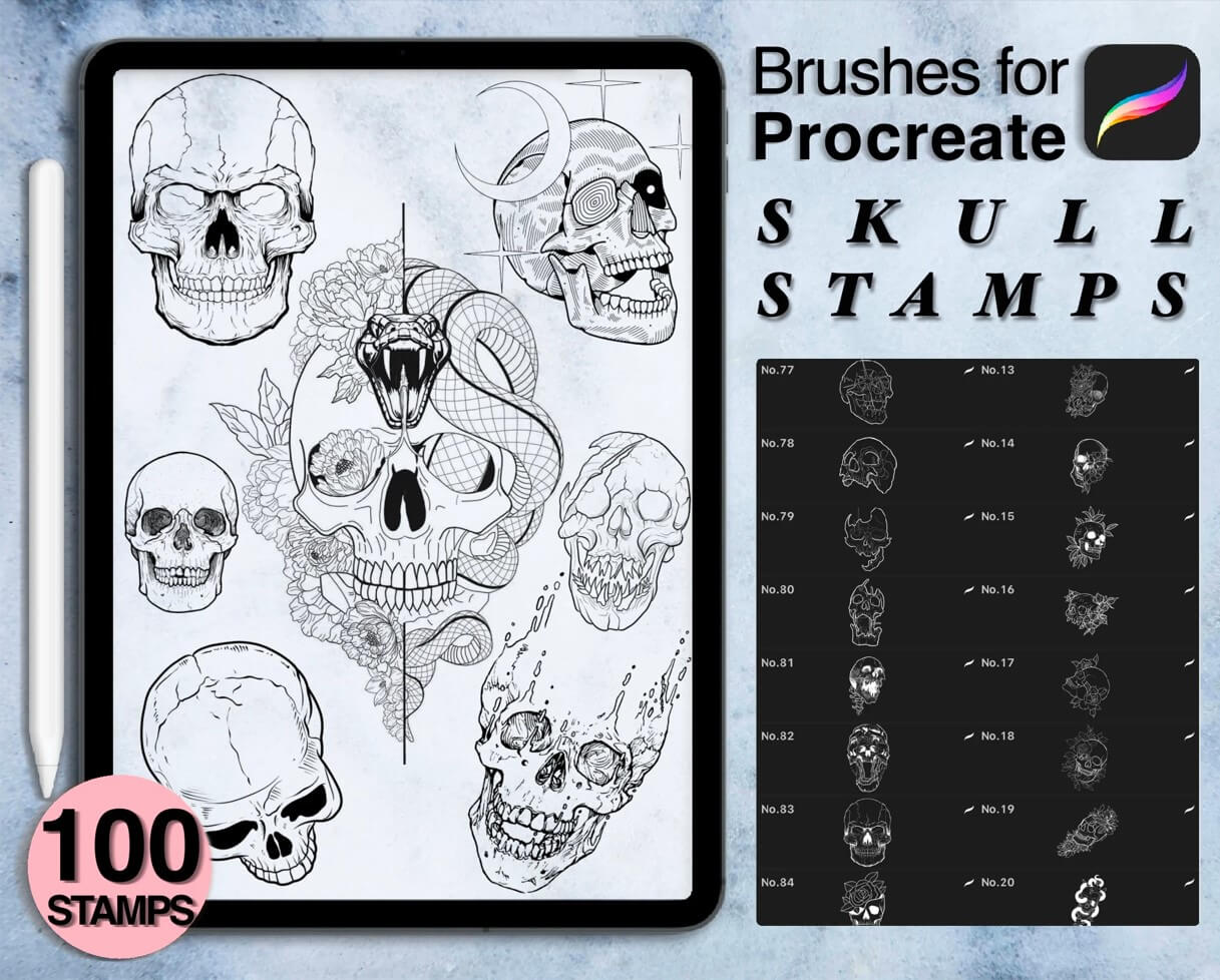 free skull procreate brushes